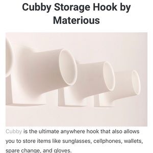 Cubby storage hook by Materious, set of three